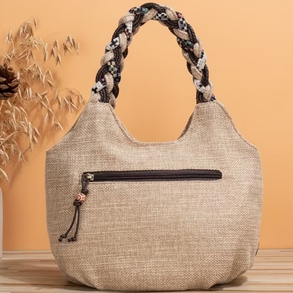 Brand  New Floral Toiletry Bag with Braided Handles - Picture 2 of 4